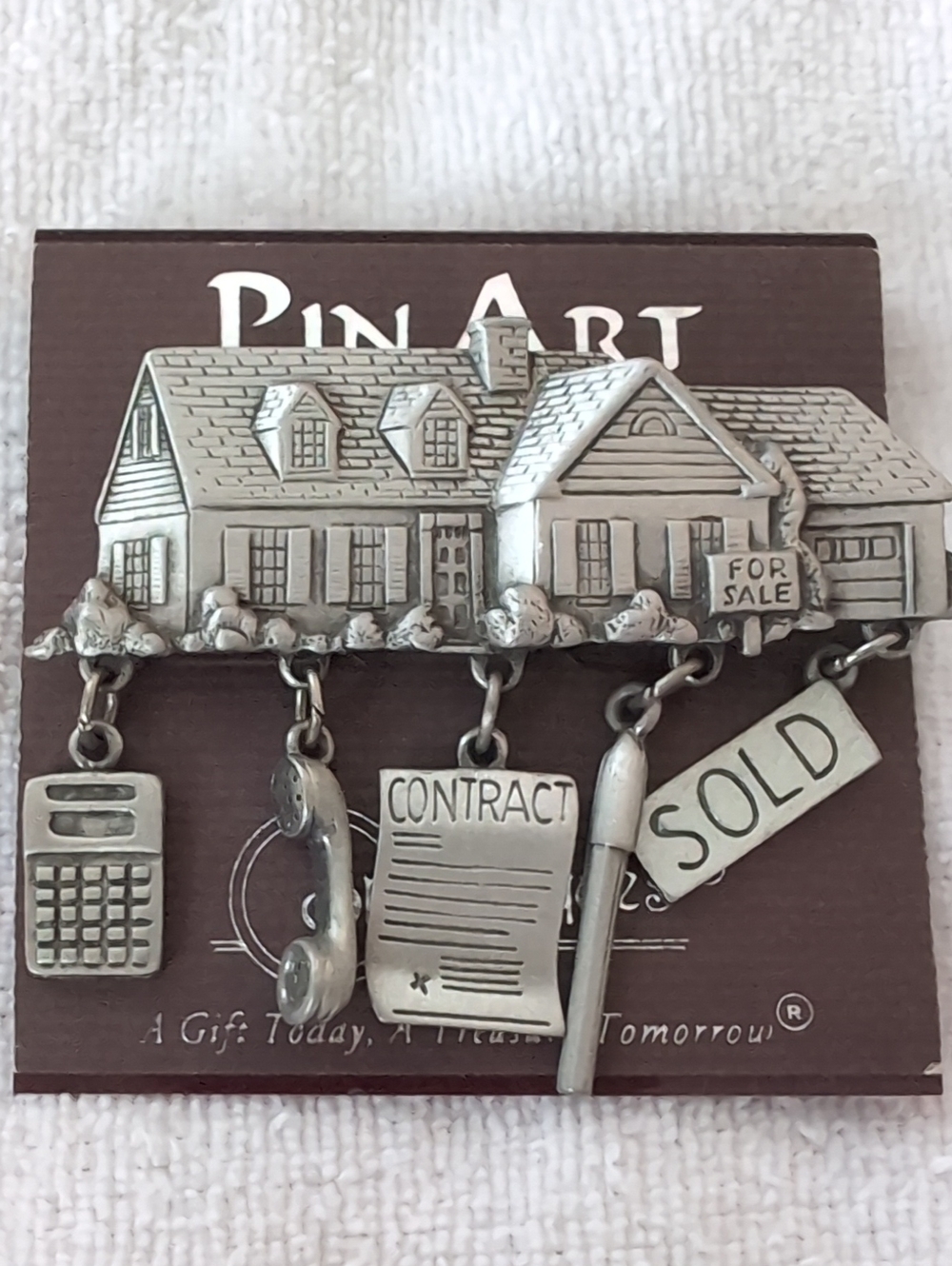 JONETTE JEWELRY Vintage Pewter Real Estate Novelty Pin
